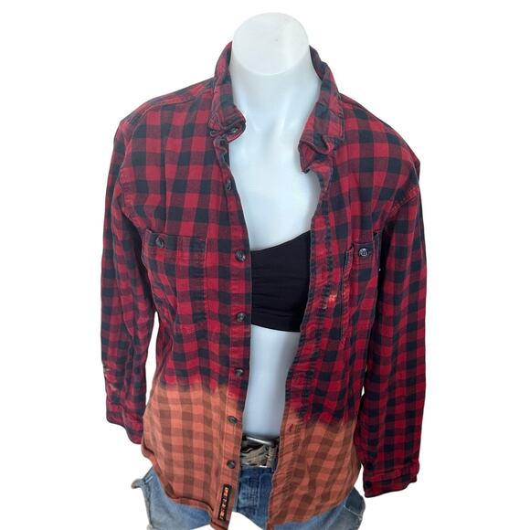 Ford Mustang Plaid Flannel Shirt Shacket MEDIUM Oversize One of a Kind Grunge - Picture 4 of 6